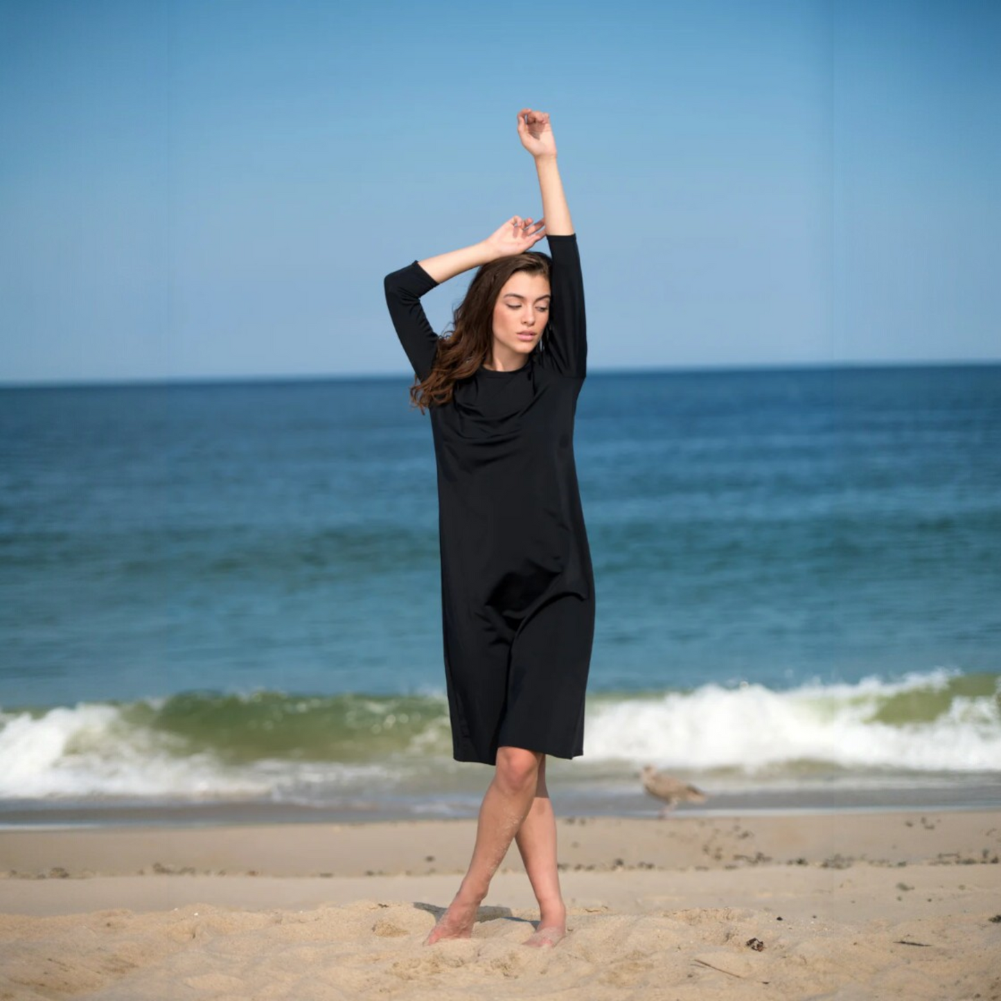 Solid Black Swim Dress