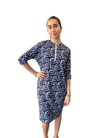 Load image into Gallery viewer, Navy Abstract Flow Swim Dress
