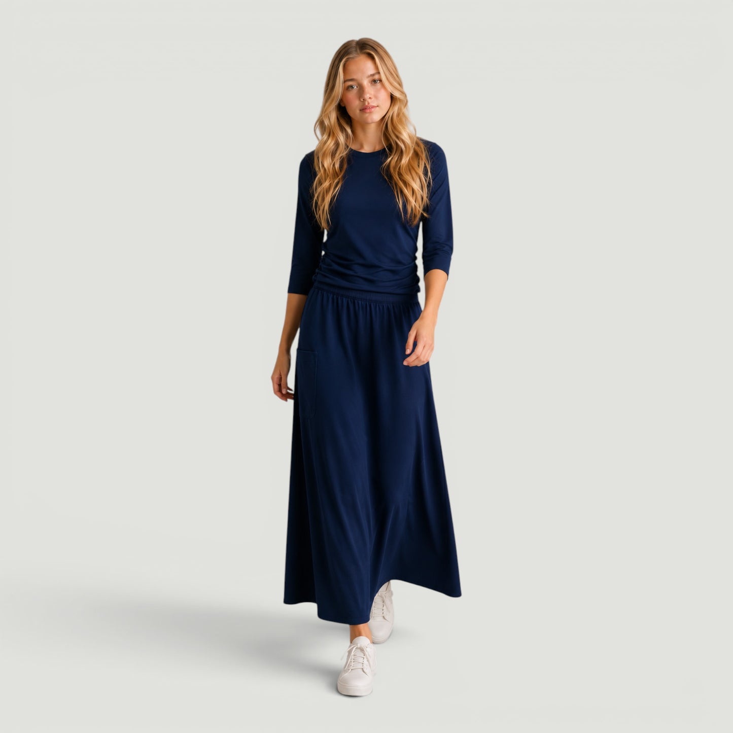 Teen Navy Rouche Top