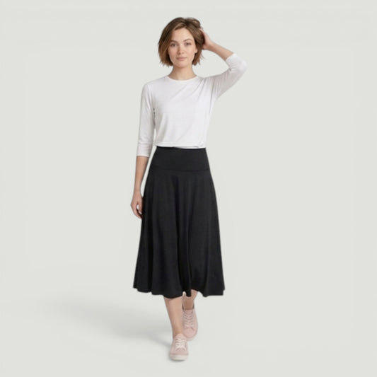 Black Active Midi Swim Skirt
