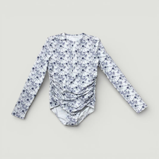 Floral Toile Long Sleeve Bathing Suit