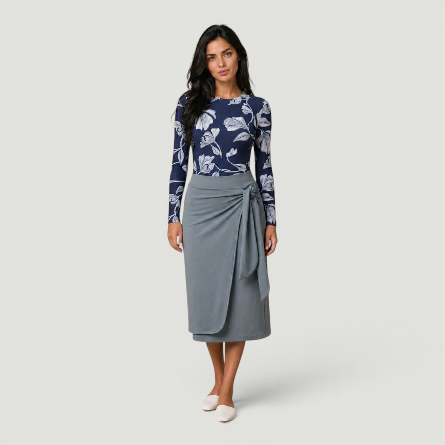 Dusty Blue Wrap Swim Skirt