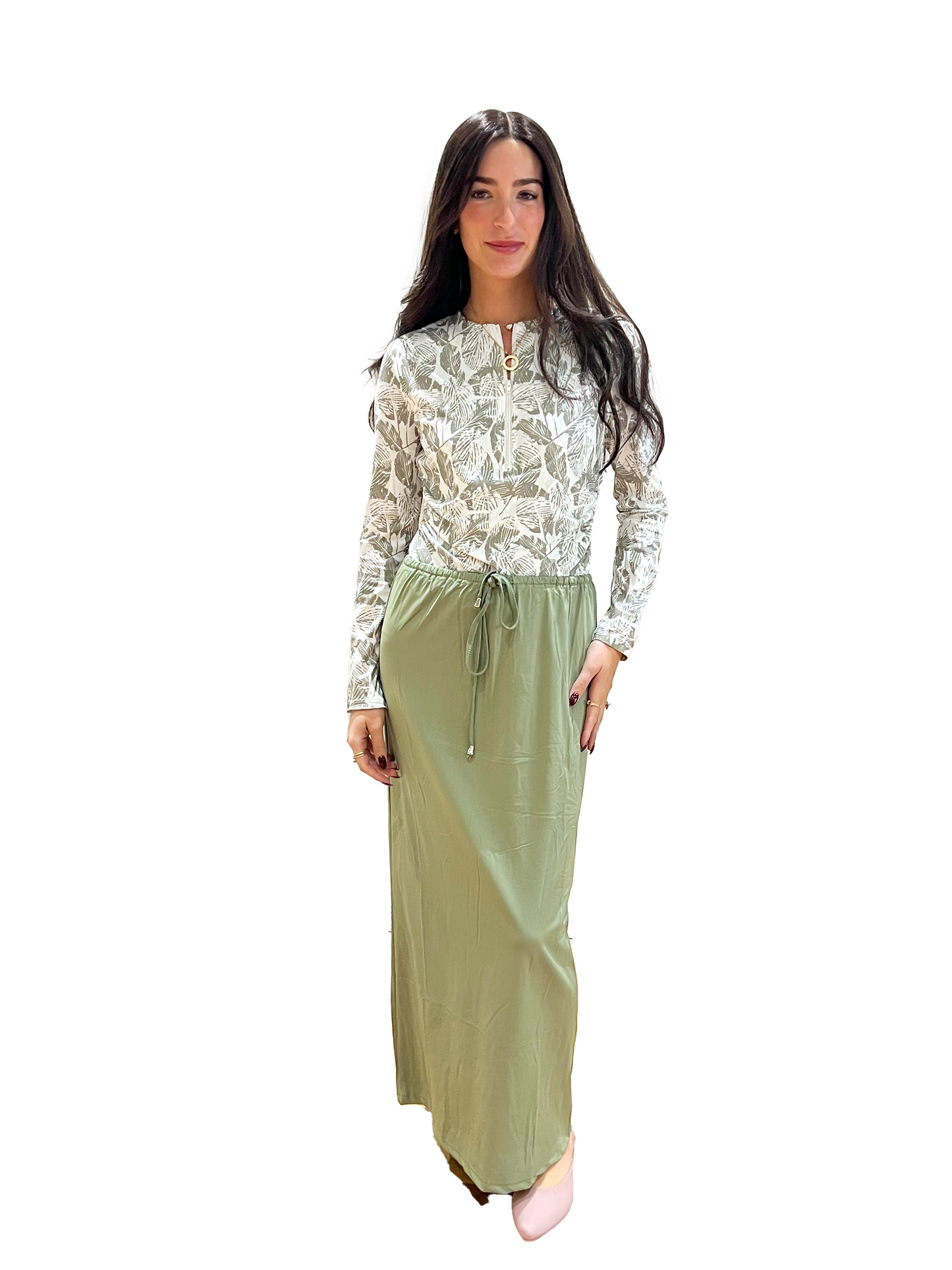 Drawstring Skirt Green