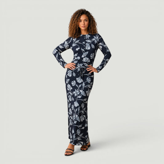 Aqua Trio Night Flower Maxi Swim Skirt