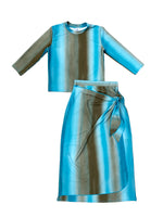 Load image into Gallery viewer, Teen Blue Green Ombre Sarong Swim Set
