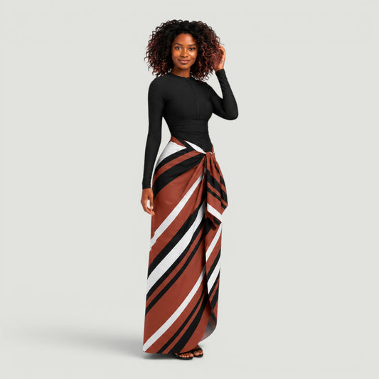 Neutral Stripe Scarf Skirt