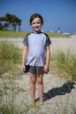 Load image into Gallery viewer, Mini Me Grey Floral Swim Dress
