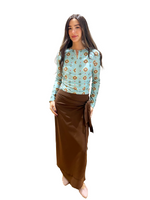 Load image into Gallery viewer, Maxi Wrap Brown Swim Skirt
