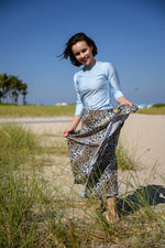 Load image into Gallery viewer, Blue Leopard Non Stretch Sarong Swim Skirt
