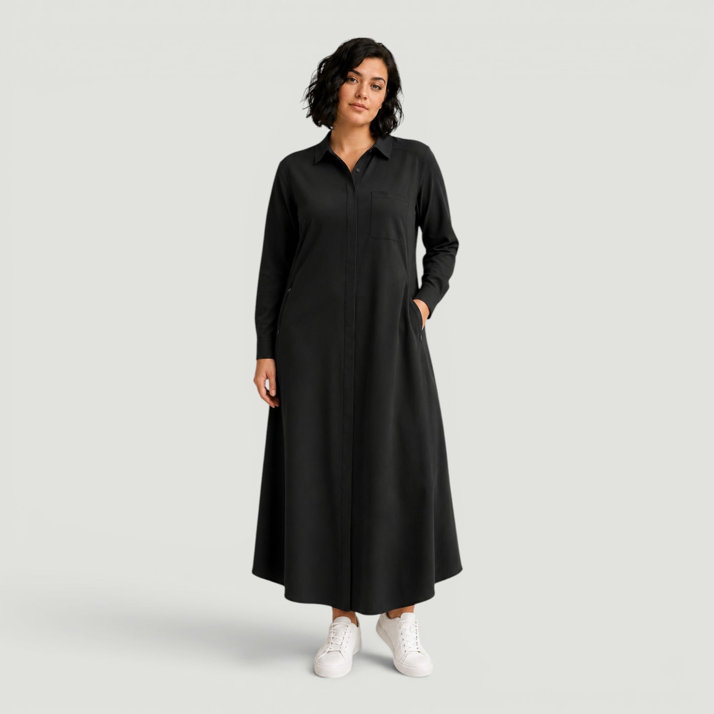 The Black Versa Swim Shirt Dress