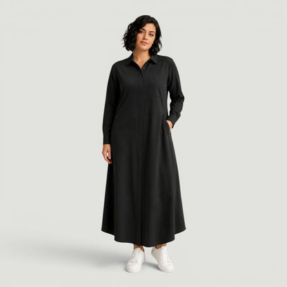 The Black Versa Swim Shirt Dress