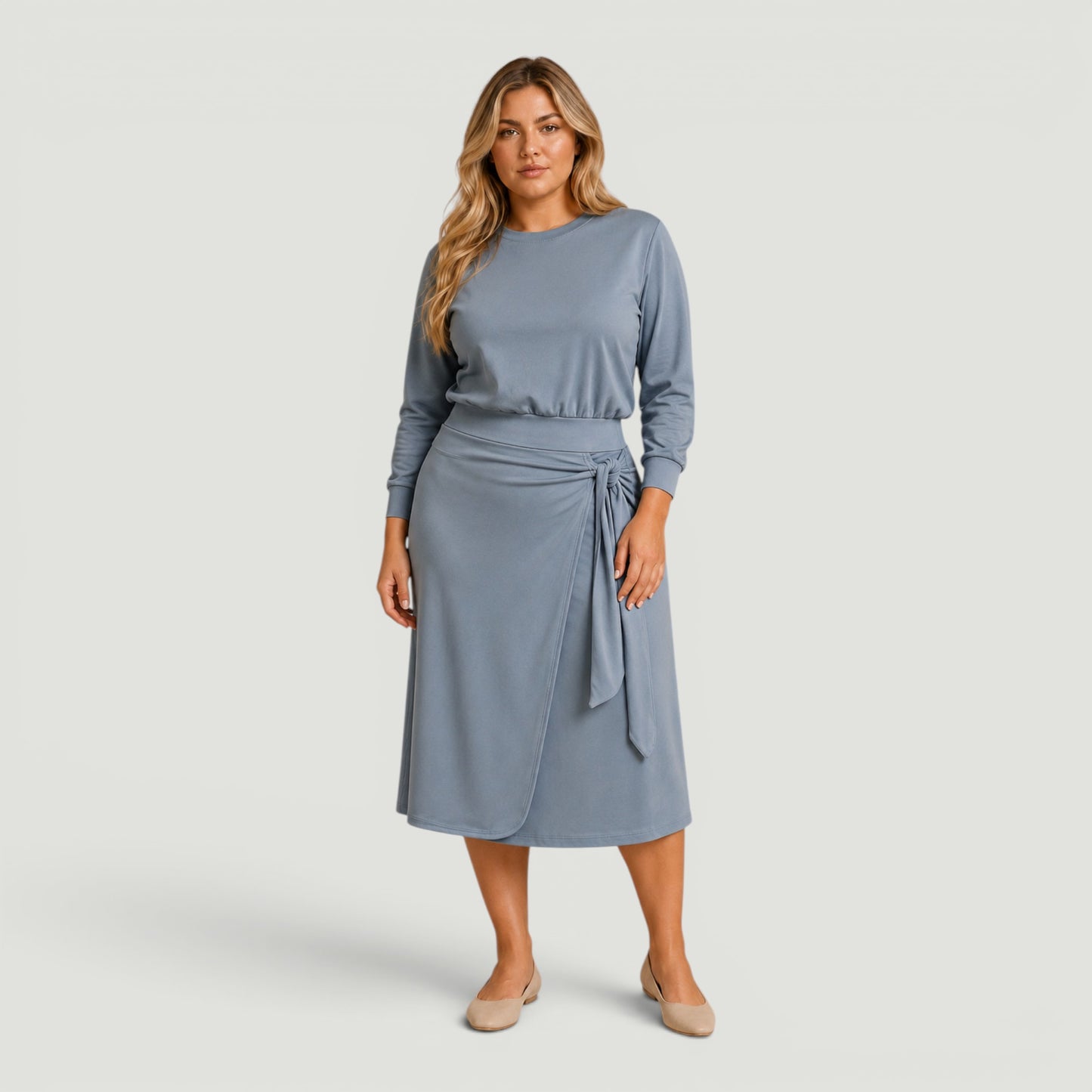 Dusty Blue Wrap Swim Skirt