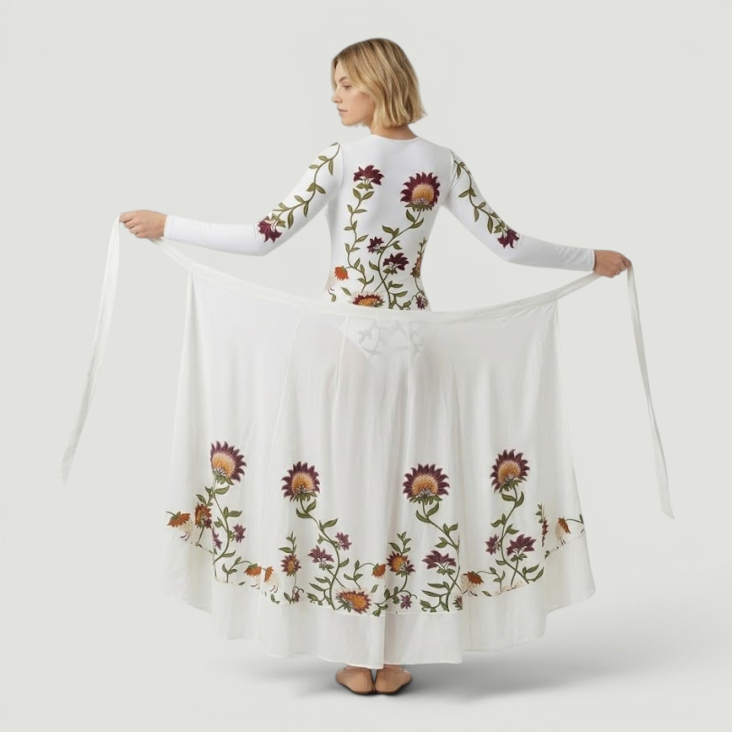 Boho Floral Ruffle Wrap Skirt