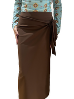 Load image into Gallery viewer, Maxi Wrap Brown Swim Skirt
