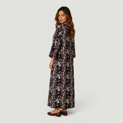 Burgundy Floral Swim Kaftan