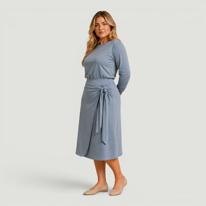 Dusty Blue Wrap Swim Skirt
