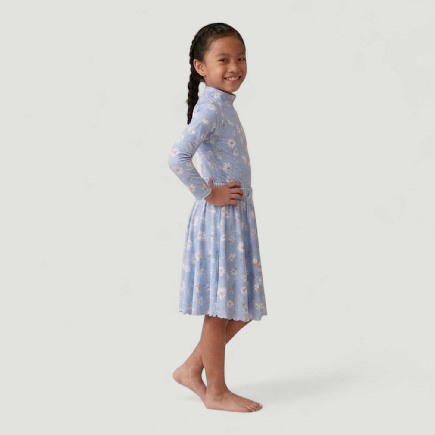 Girls Blue Daisy Bathing Suit Set