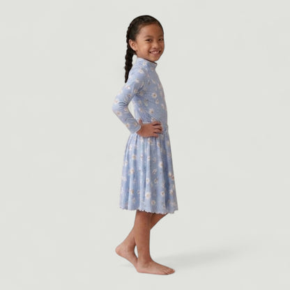 Girls Blue Daisy Bathing Suit Set