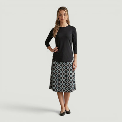 Blue Ikat A- Line Skirt