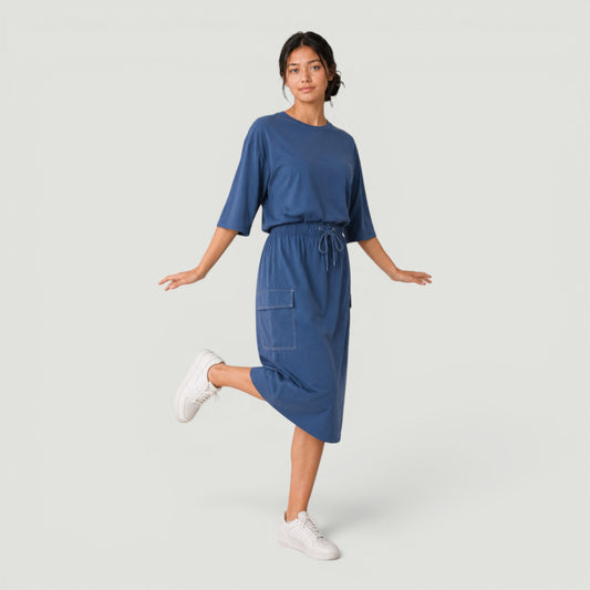Teen Drawstring Pocket Skirt- Blue