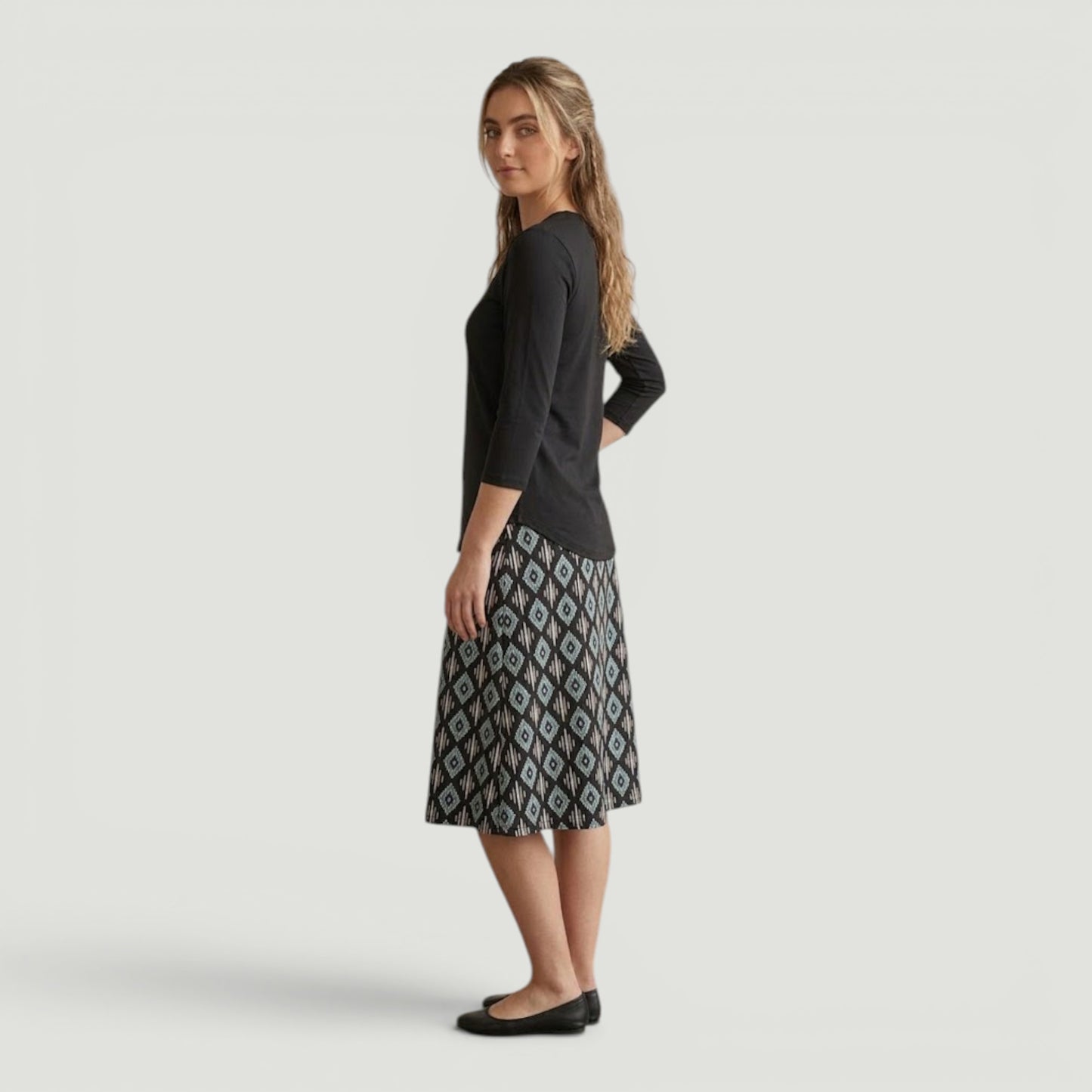 Blue Ikat A- Line Skirt