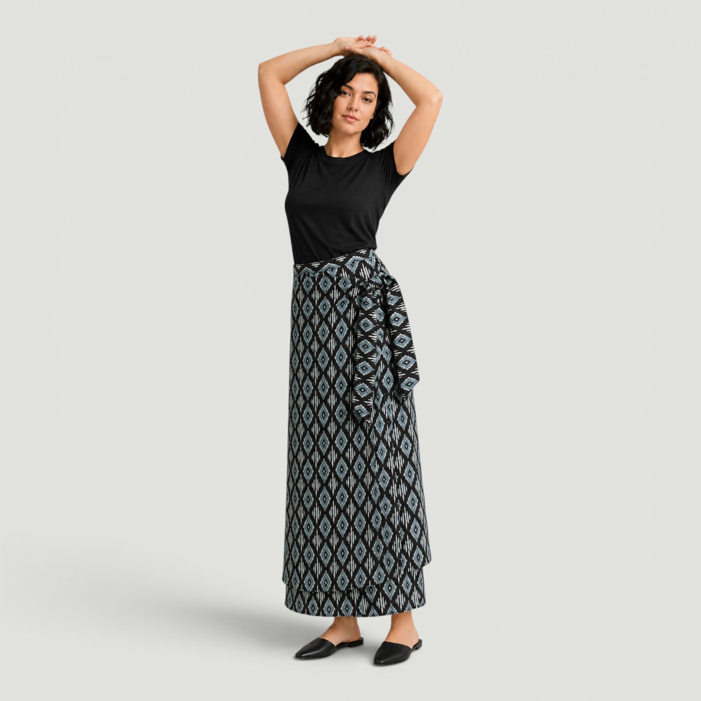 Ikat Maxi Side-Knot Swim Skirt