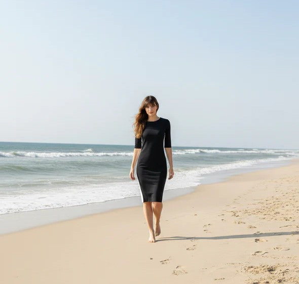Black Racer Swim Dress