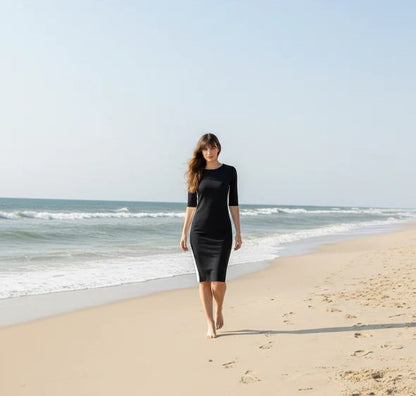 Black Racer Swim Dress