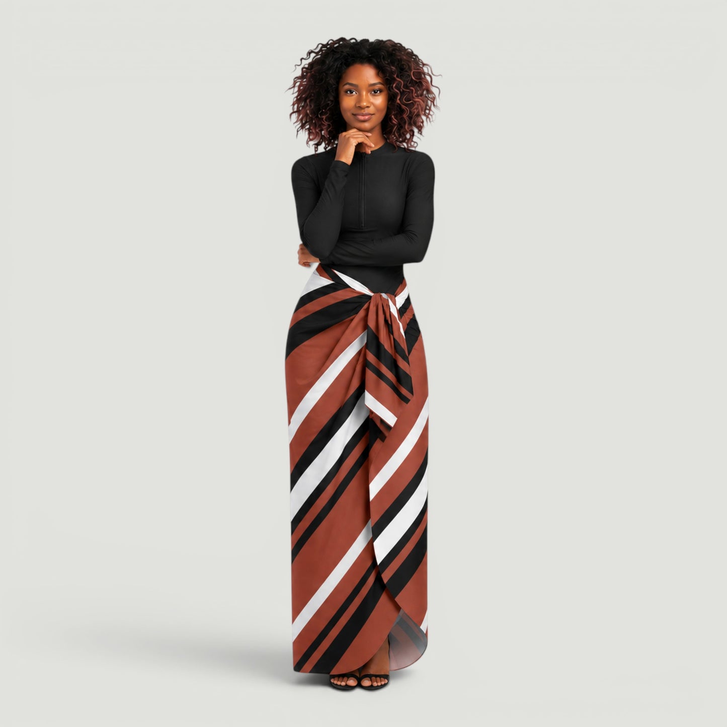 Neutral Stripe Scarf Skirt