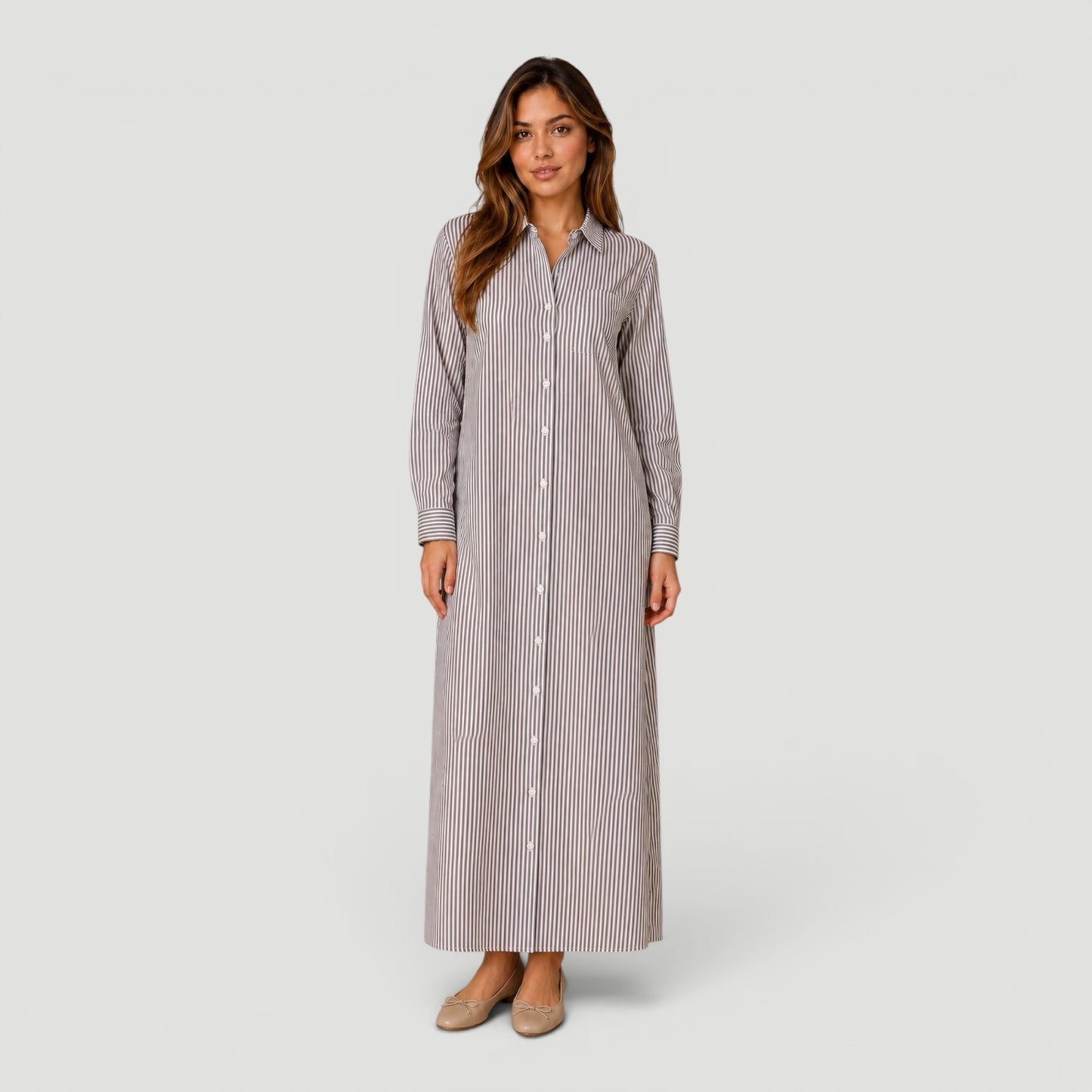Tan Stripe Swim Shirt Dress