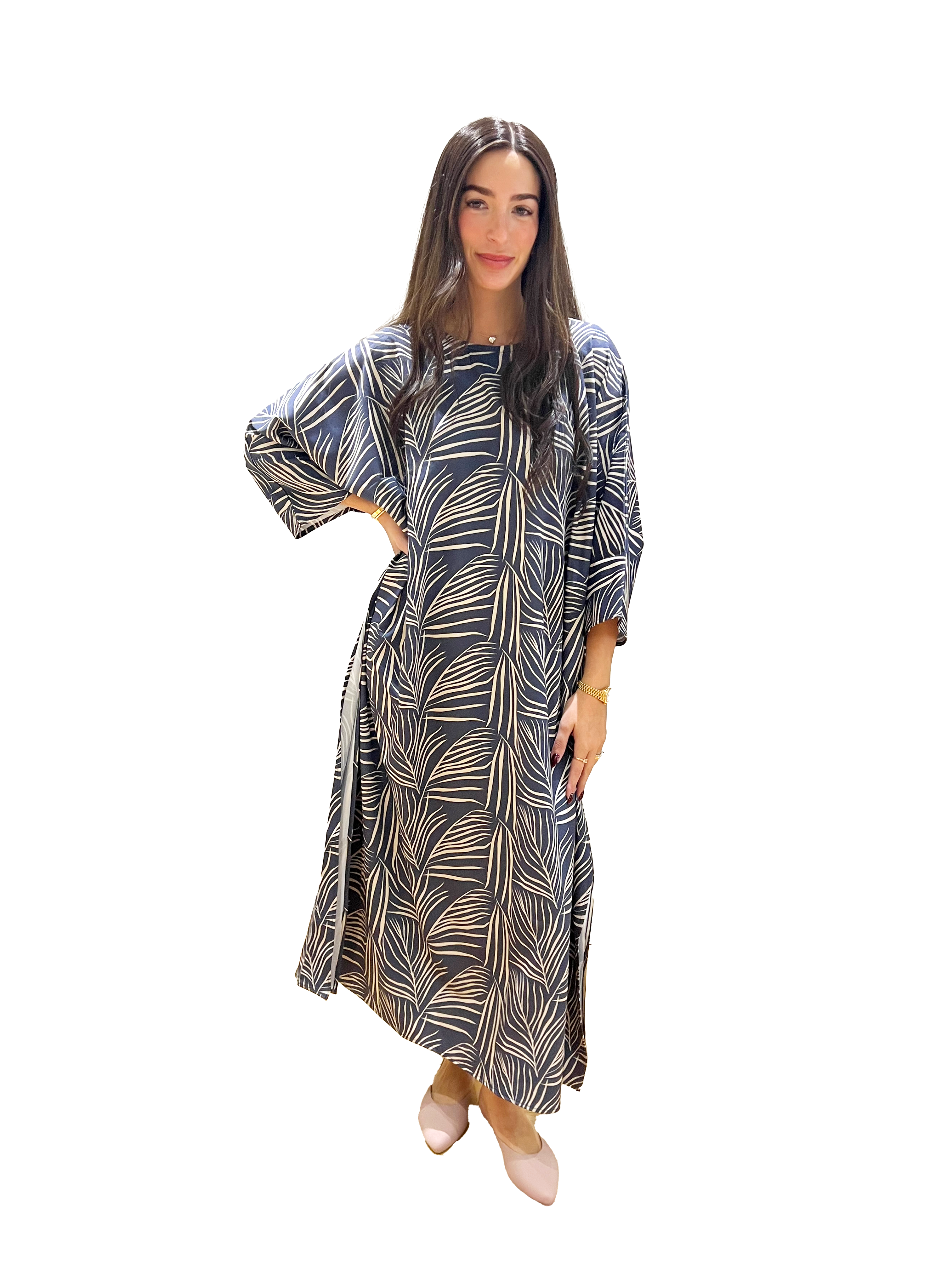 Blue Palm Kaftan Swim Dress