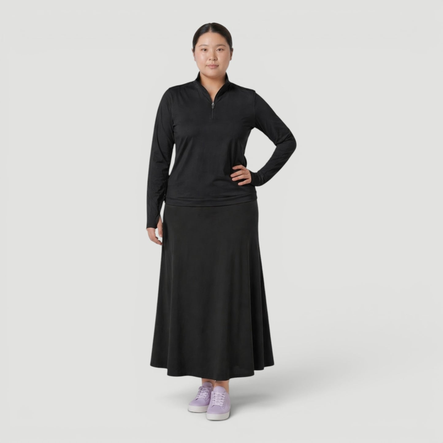 Black Active Maxi Swim Skirt
