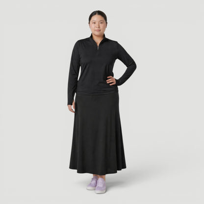 Black Active Maxi Swim Skirt