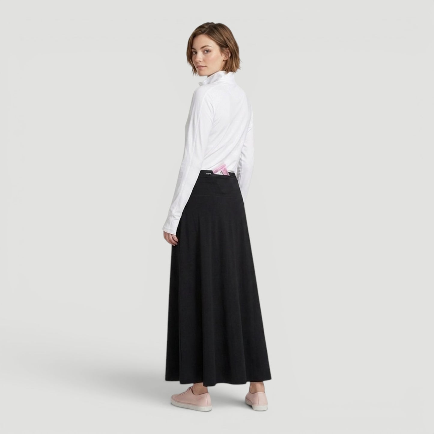 Black Active Maxi Swim Skirt