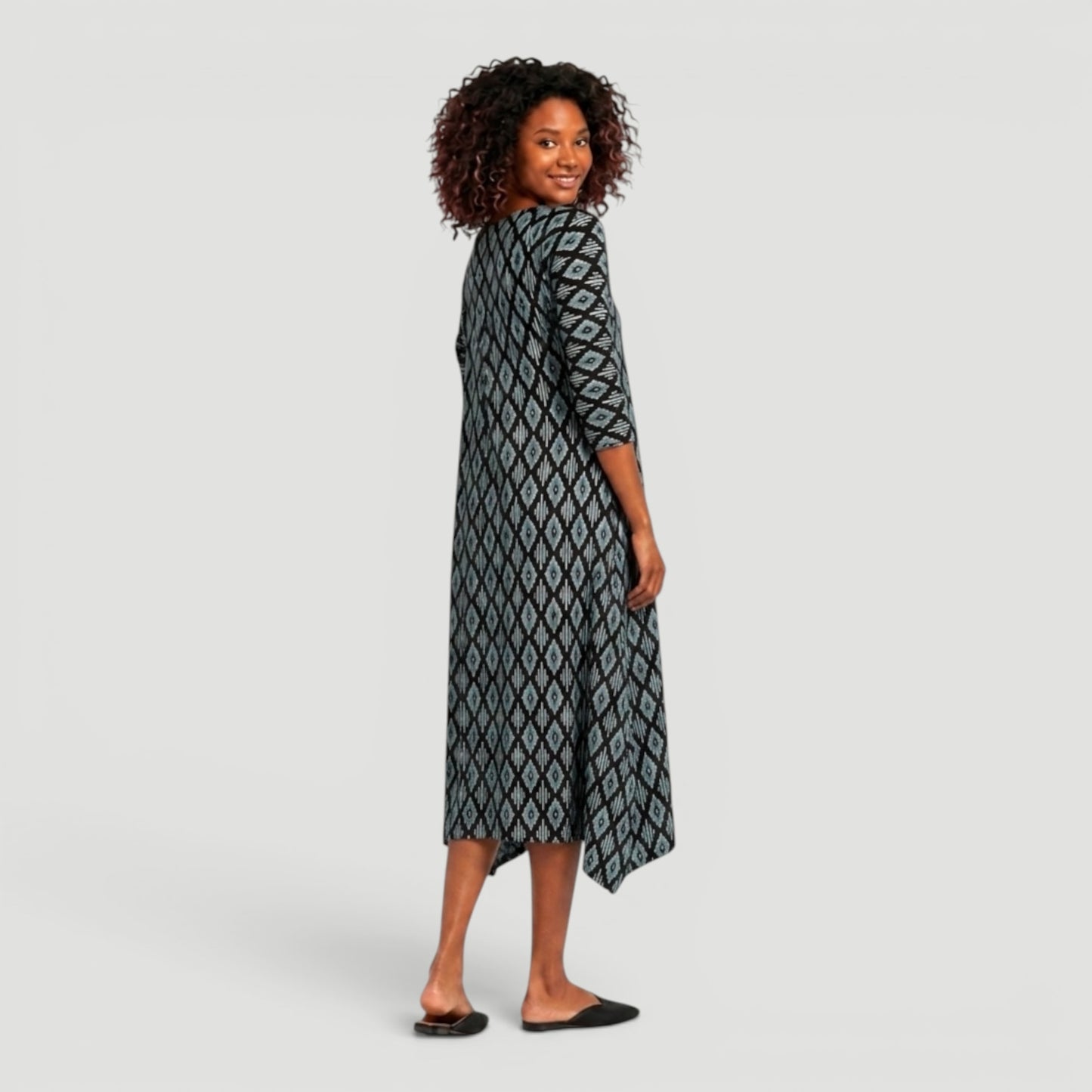 Blue Ikat Swing Dress