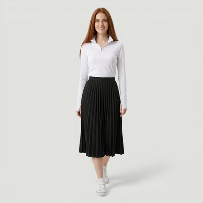Black Pleated Midi Skirt