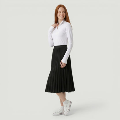 Black Pleated Midi Skirt