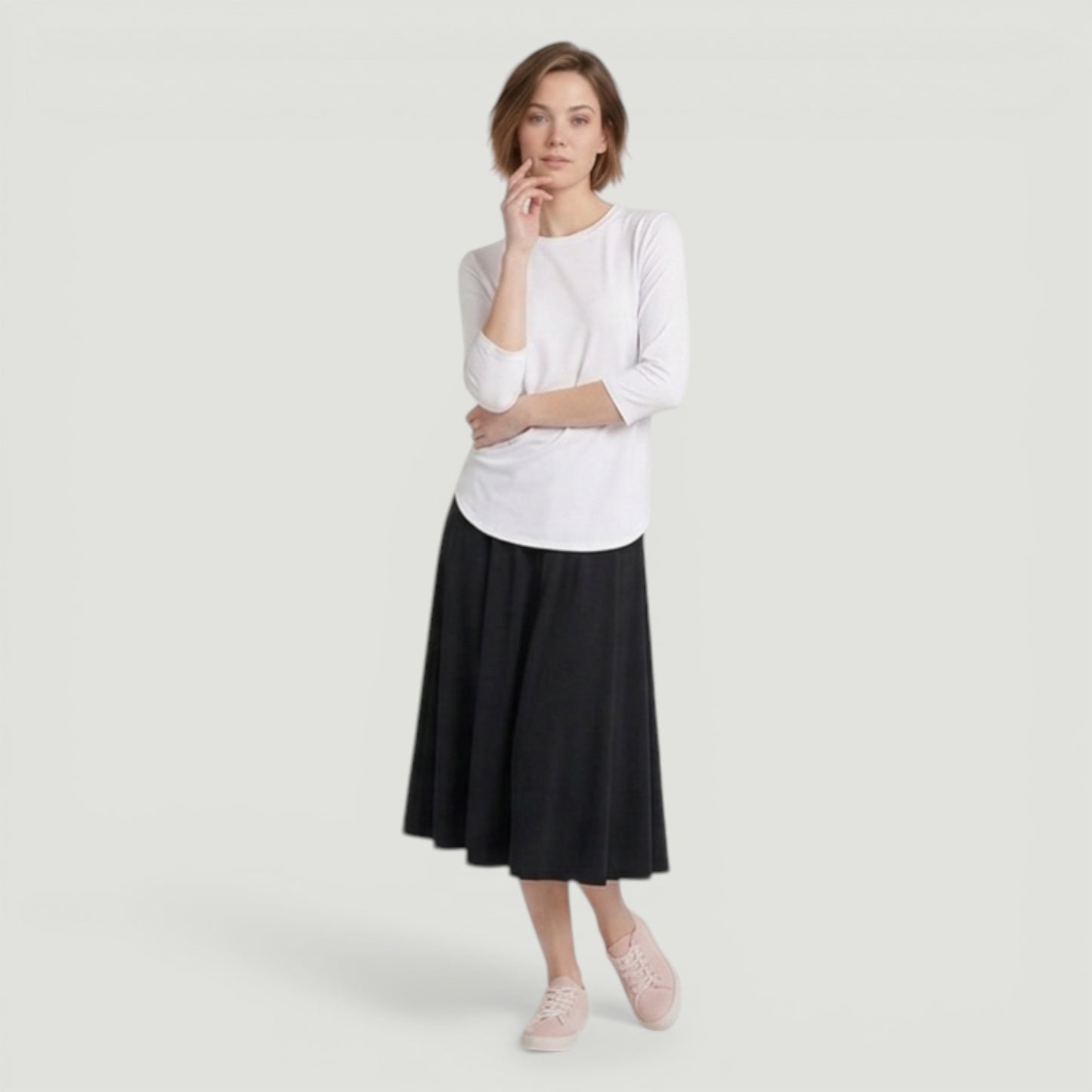 Black Active Midi Swim Skirt