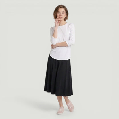 Black Active Midi Swim Skirt