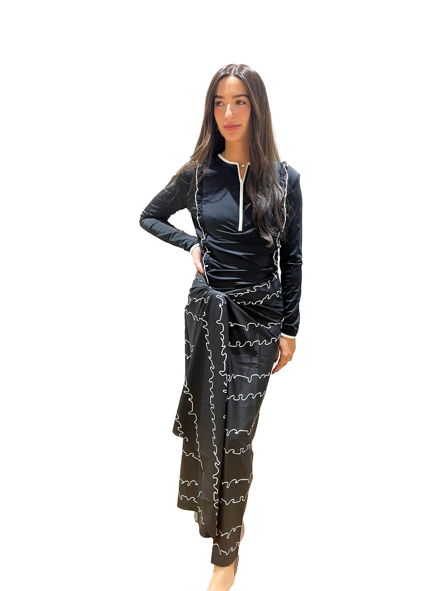 Scarf Skirt Black Ruffle