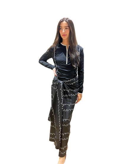 Scarf Skirt Black Ruffle