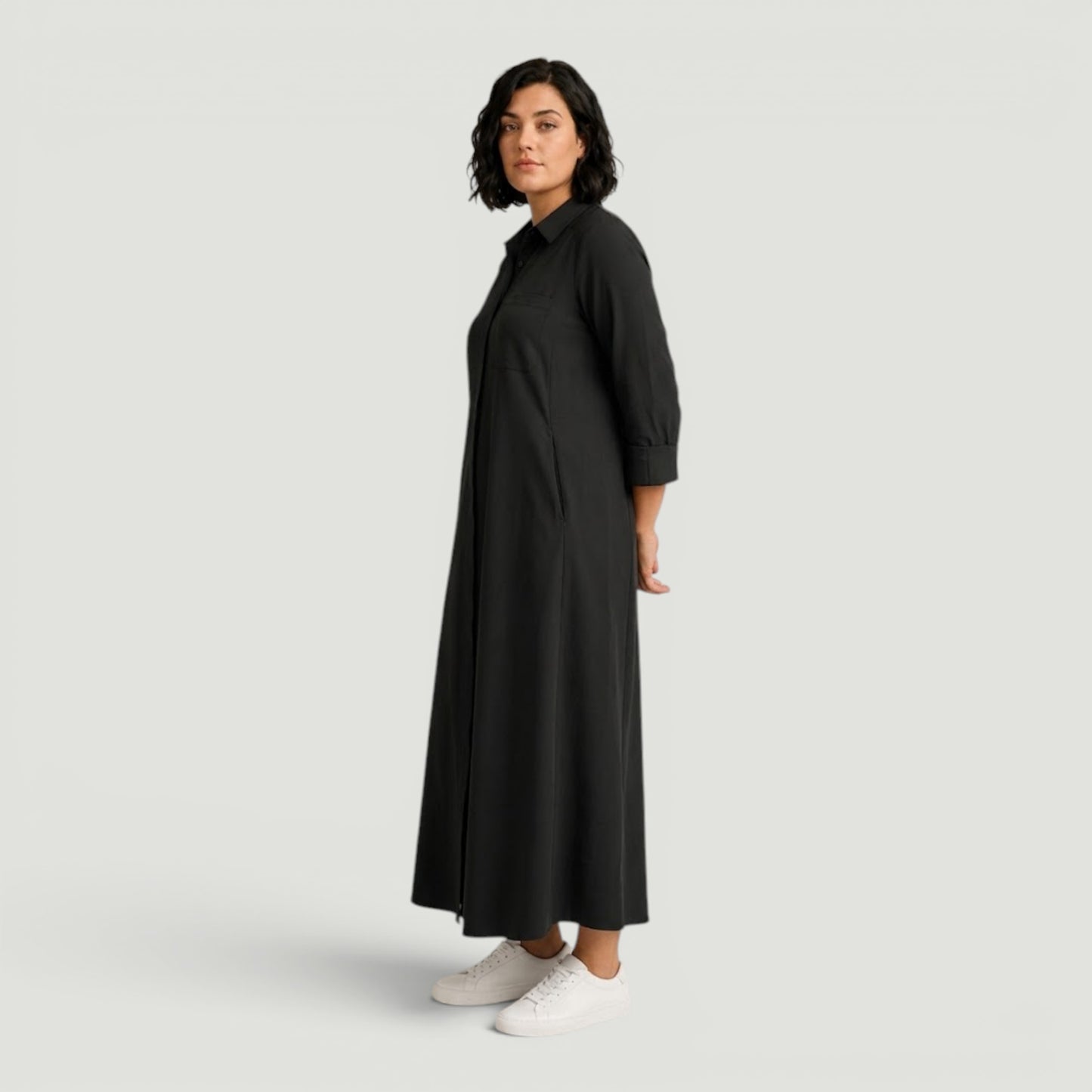 The Black Versa Swim Shirt Dress