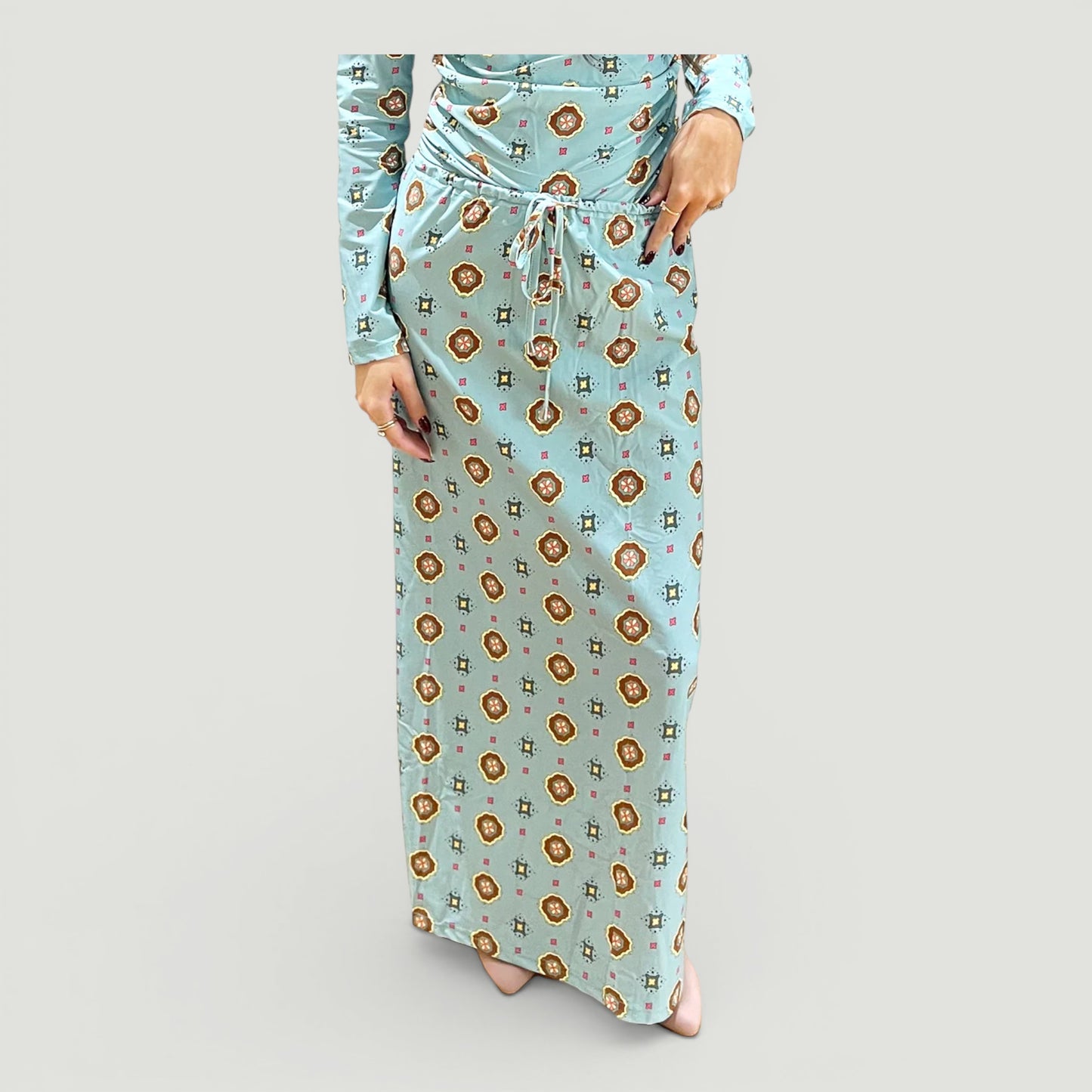 Aqua Trio Drawstring Skirt Geo