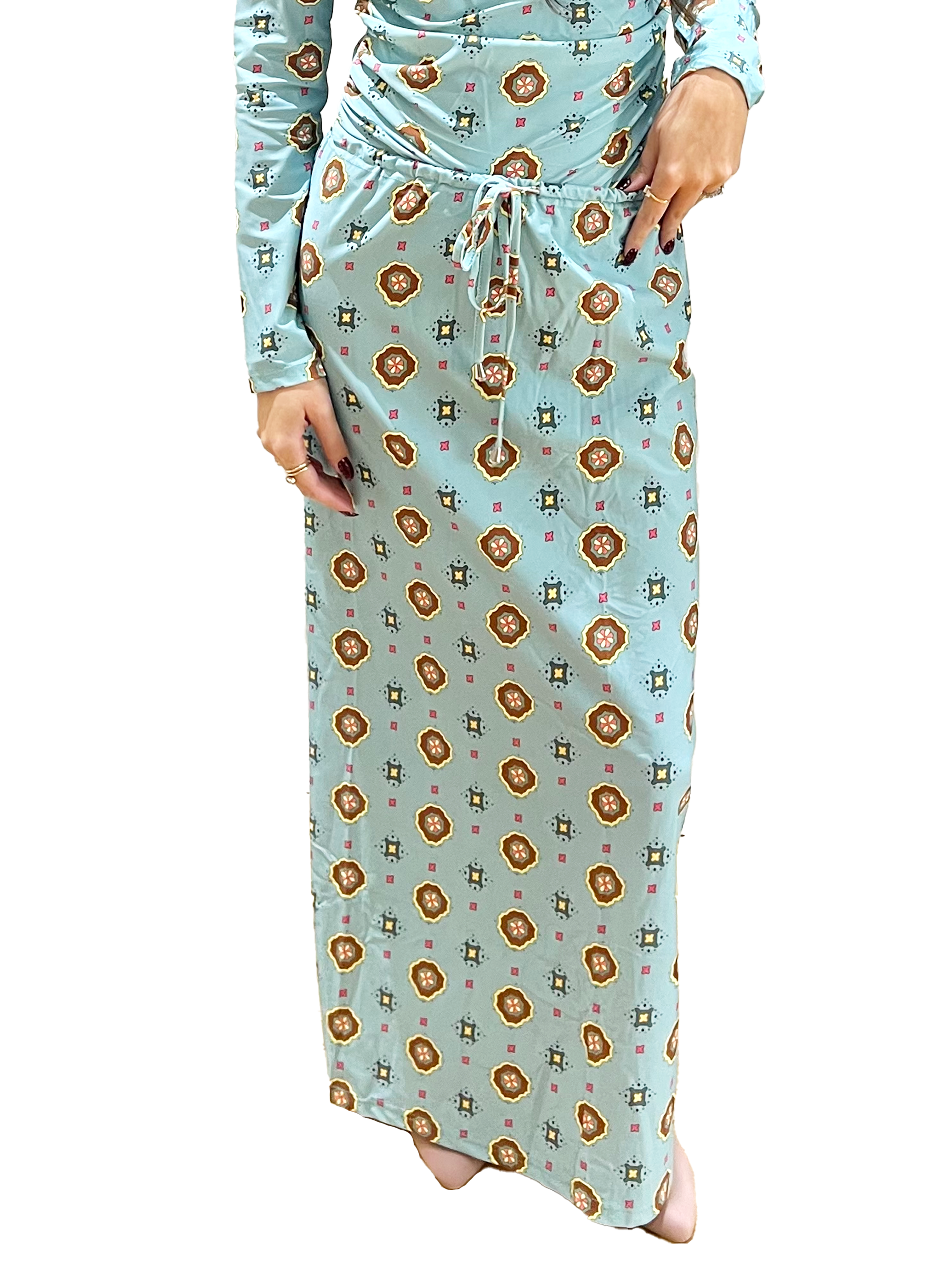 Aqua Trio Drawstring Skirt Geo