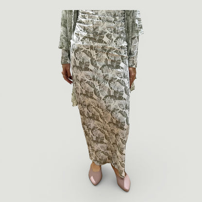 Aqua Trio Skirt Green Leaves