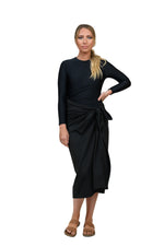 Load image into Gallery viewer, Black Non Stretch Swim Skirt
