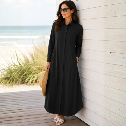 The Black Versa Swim Shirt Dress