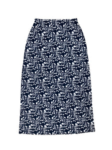 Navy Abstract Maxi Swim Skirt