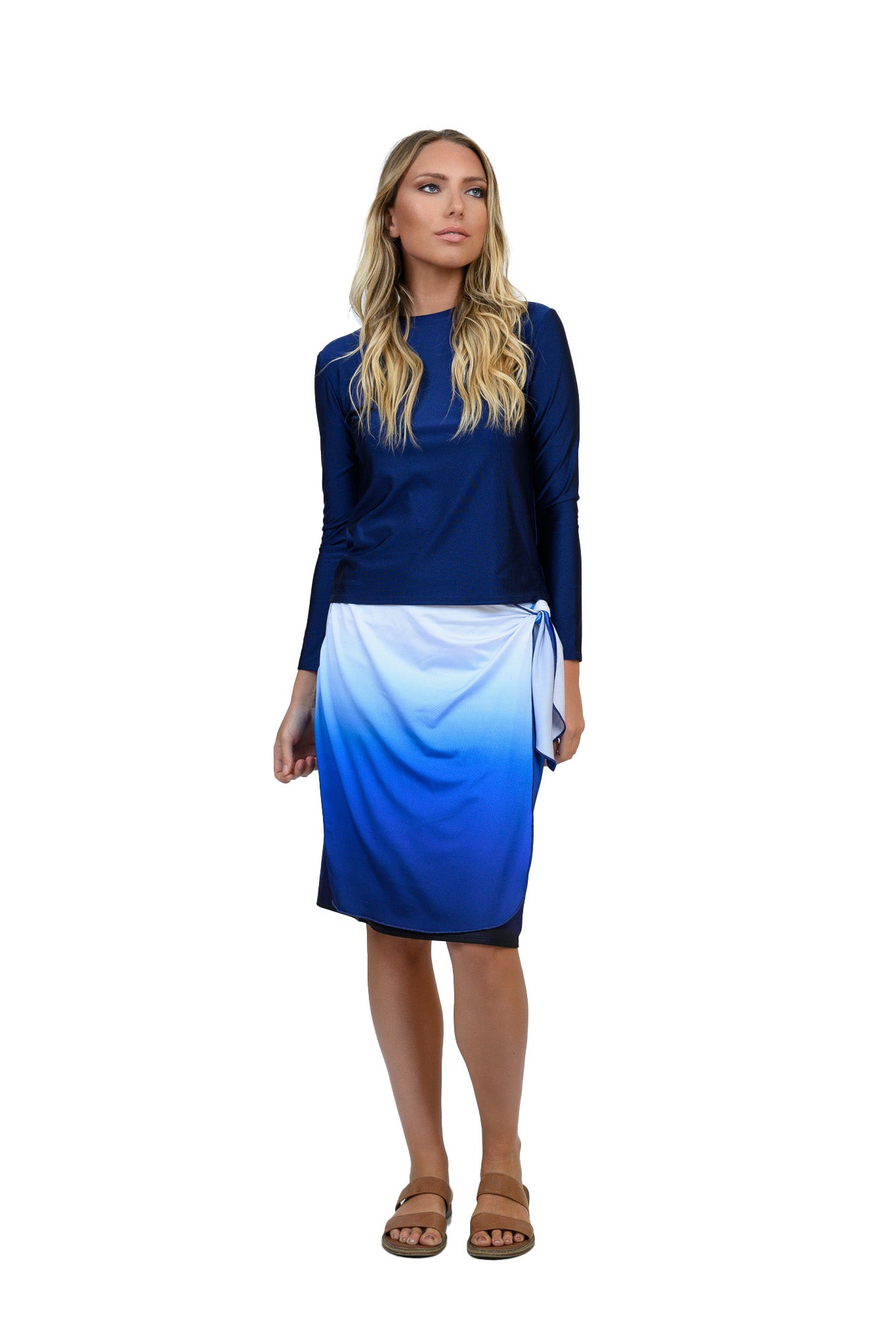 Blue Ombre Wrap Swim Skirt