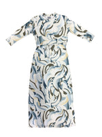 Load image into Gallery viewer, Blue Abstract Maxi Drawstring Swim Dress
